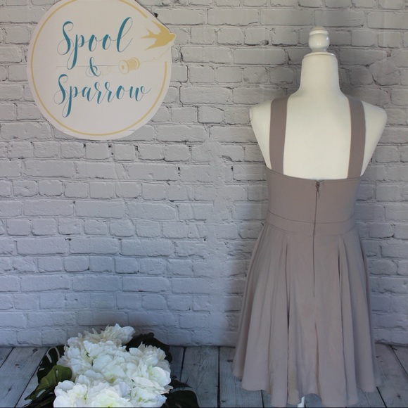 Lulus Gray Halter Chiffon Skater Dress - Picture 3 of 8